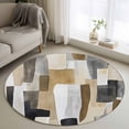 thumbnail image 2 of Abstract Color Blocks Large Area Rugs for Bedroom Living Room, Soft Non Slip Carpet Bedside Rug, Modern Geometric Art Round Floor Cover Kitchen Accent Rug 3.3' for Dining Room/Office, 2 of 9
