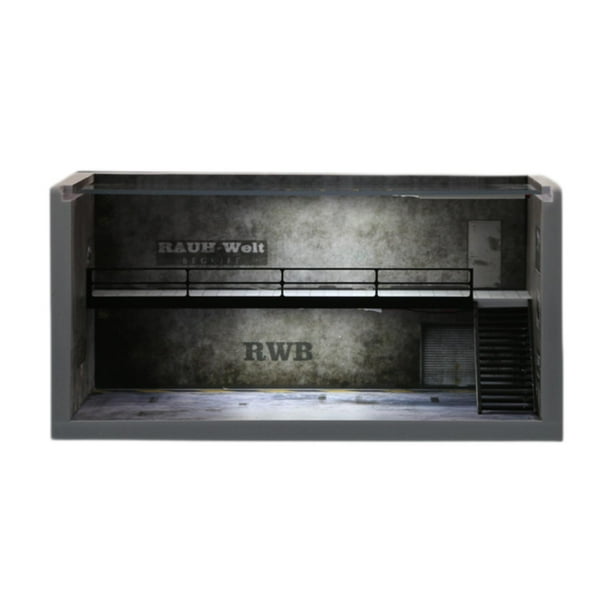 1/64 Modelo de exhibición de automóviles Caja de exhibición de fotos decorativas con luz y acrílico escenario de depósito de depósito diorama