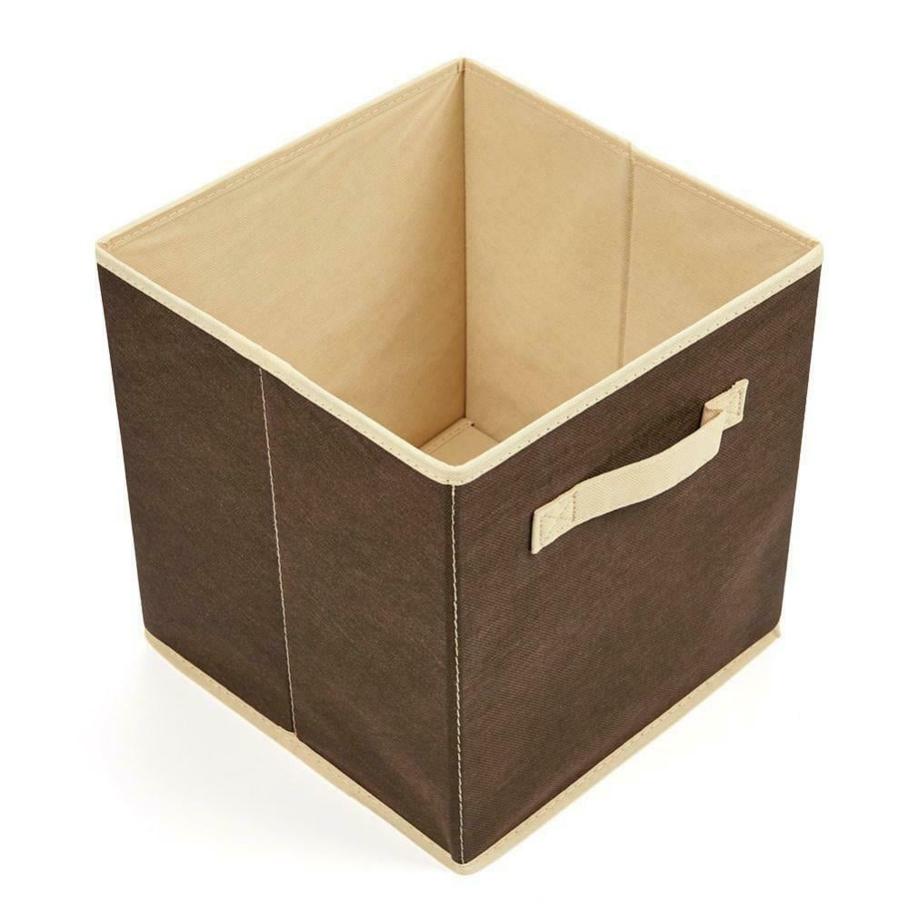 Hazelnut EZOWare Collapsible Storage Cube for Nursery Home and Office Set of 6 Foldable Fabric Basket Bin
