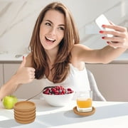 EEEkit 6pcs Cork Coasters, Absorbent Heat-Resistant Coasters for Drinks, 3.5 Inner Diameter, Brown
