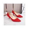thumbnail image 5 of Ritualay Kitten Heels for Women Non Slip Pumps Walking Comfortable Dress Shoes Red 9.5, 5 of 9
