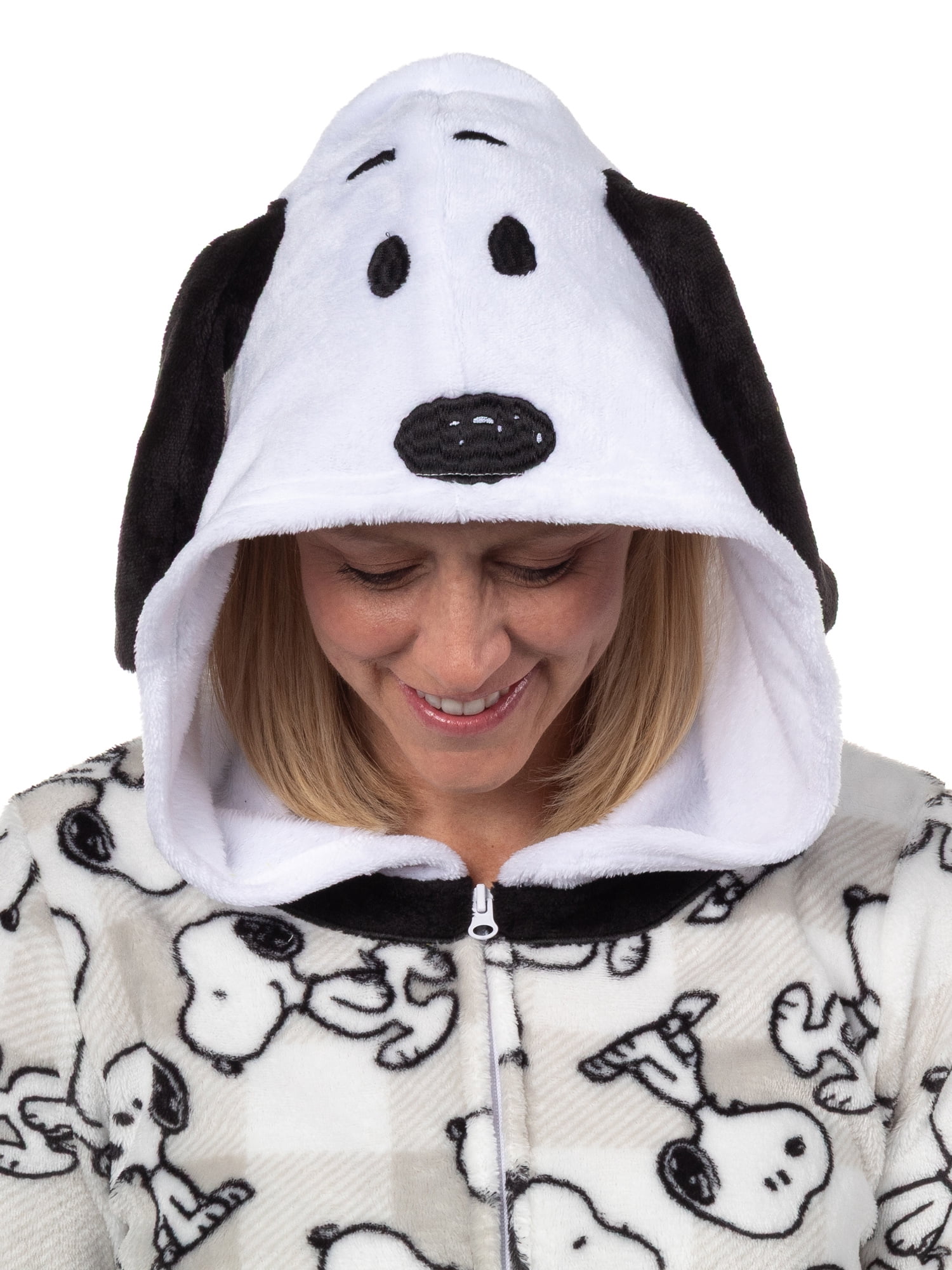 Peanuts Women's Matching Family Pajamas Snoopy Union Suit with Hood, Sizes S-XXXL