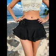 thumbnail image 4 of Women's Mini Skirt Mesh Flowy Hem Y2K Skirts Multi-Layer Ruffle Trim Skort Black L, 4 of 9
