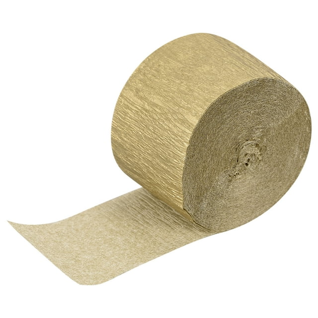 Unique Bargains Crepe Paper Streamer Crepe Paper Decoration 82ft Long 1.77 Inch Wide, Gold Tone