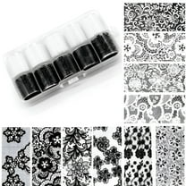 RAGUPEL 10 Rolls/Box White Black Nail Transfer Sticker Lace Nail Art Foils Set Paper DIY Manicure Nail Decoration Accessories