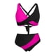 thumbnail image 4 of MKLEKYY Trajes De Baños Women High Waisted Bikini Sets Swimsuits Color Block Two Piece Drawstring Bathing Suit, 4 of 4