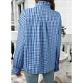 thumbnail image 3 of DOKOTOO Blouses for Women Plaid Button Down Ruffle V Neck Tunic Tops Casual Puff Long Sleeve Gingham Shirts S-2XL, 3 of 9