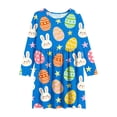 thumbnail image 4 of Xdegoge Happy Easter Dress for Kids Girls Cute Bunny Egg Basket Printed Tween Sundress Knee Length A Line Long Sleeve Spring Holiday Festival Outfit Casual School Party Wear for Teen, 4 of 7