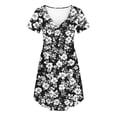 thumbnail image 6 of Nmnitkp Dresses for Women Casual Summer T-Shirt Dress, V-Neck Short Sleeve Empire Waist Loose Fit Flowy Mini Dress with Pockets, Solid Color for Everyday & Vacation Wear Black,S, 6 of 7