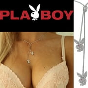 Playboy Y Necklace Swarovski Crystal Bunny Silver Platinum Plated Lariat
