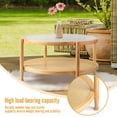 thumbnail image 4 of Hassch 31.5" Round Accent Table, 2-Tier Boho Coffee Table w/ Water Ripple Tempered Glass Top, Rubber Wood Frame and Rattan Storage Shelf, Easy Assembly, Natural, 4 of 10