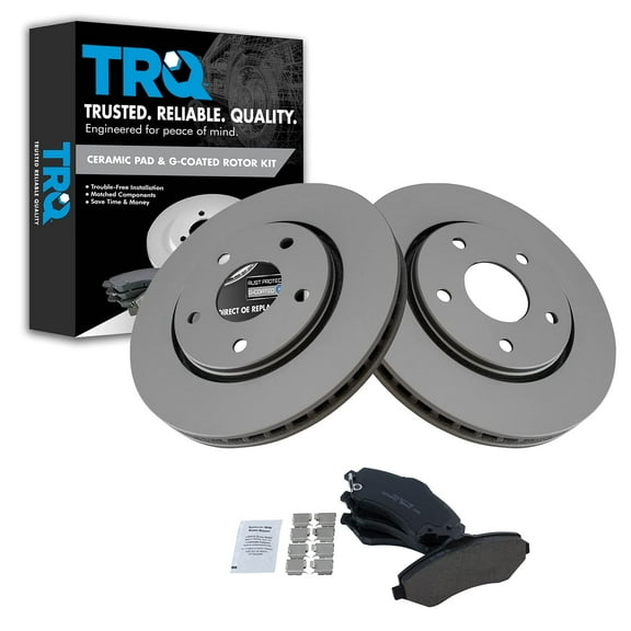 TRQ Front Ceramic Brake Pads & G-Coated Rotors Kit Fits Select Chrysler Dodge VW Van
