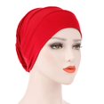 thumbnail image 2 of Simple Solid Color Pleated Hat Women Muslim Hijab Turban Arabic Head Scarf Cap, 2 of 8