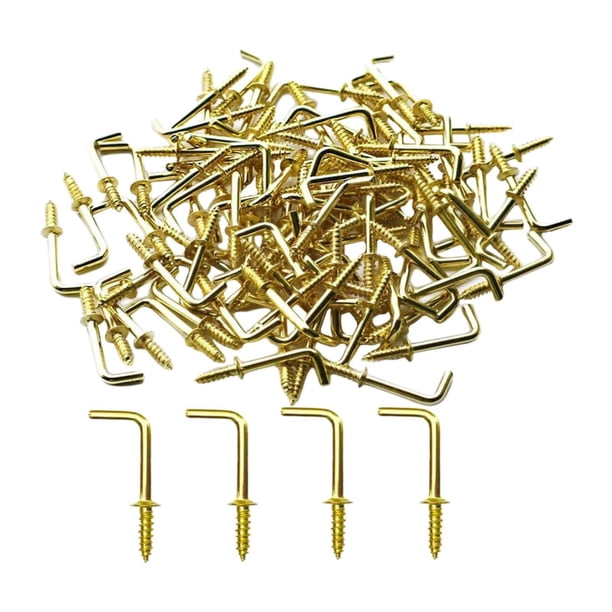 100 ganchos de ángulo recto de acero al carbono, resistentes al desgaste, gancho de tornillo en forma de 7 L 33 mm x 38 mm x 13 mm