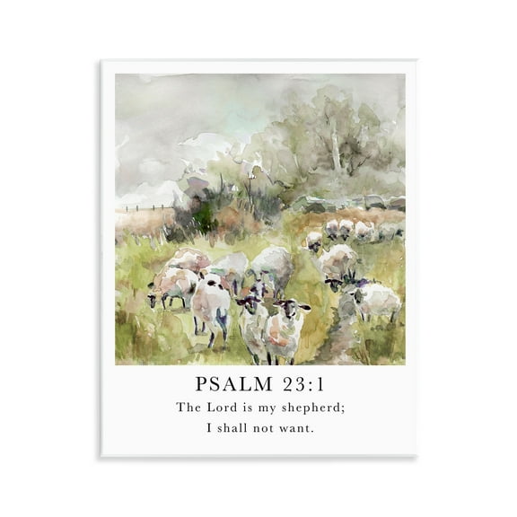 Stupell Industries My Shepherd Psalm Religious Painting Unframed Art Print Wall Art, 11 x 14