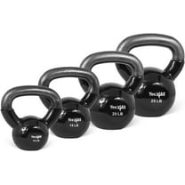 Yes4All 70 lb Vinyl Coated / PVC Kettlebell, Black, Combo / Set, Includes 10-25lb