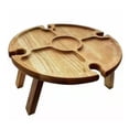 thumbnail image 2 of Walbest 9.45 in x 4.33 in Mini Folding Table Compact Wood Table Outdoor Wine Glass Holder Picnic Table for Garden, 2 of 7