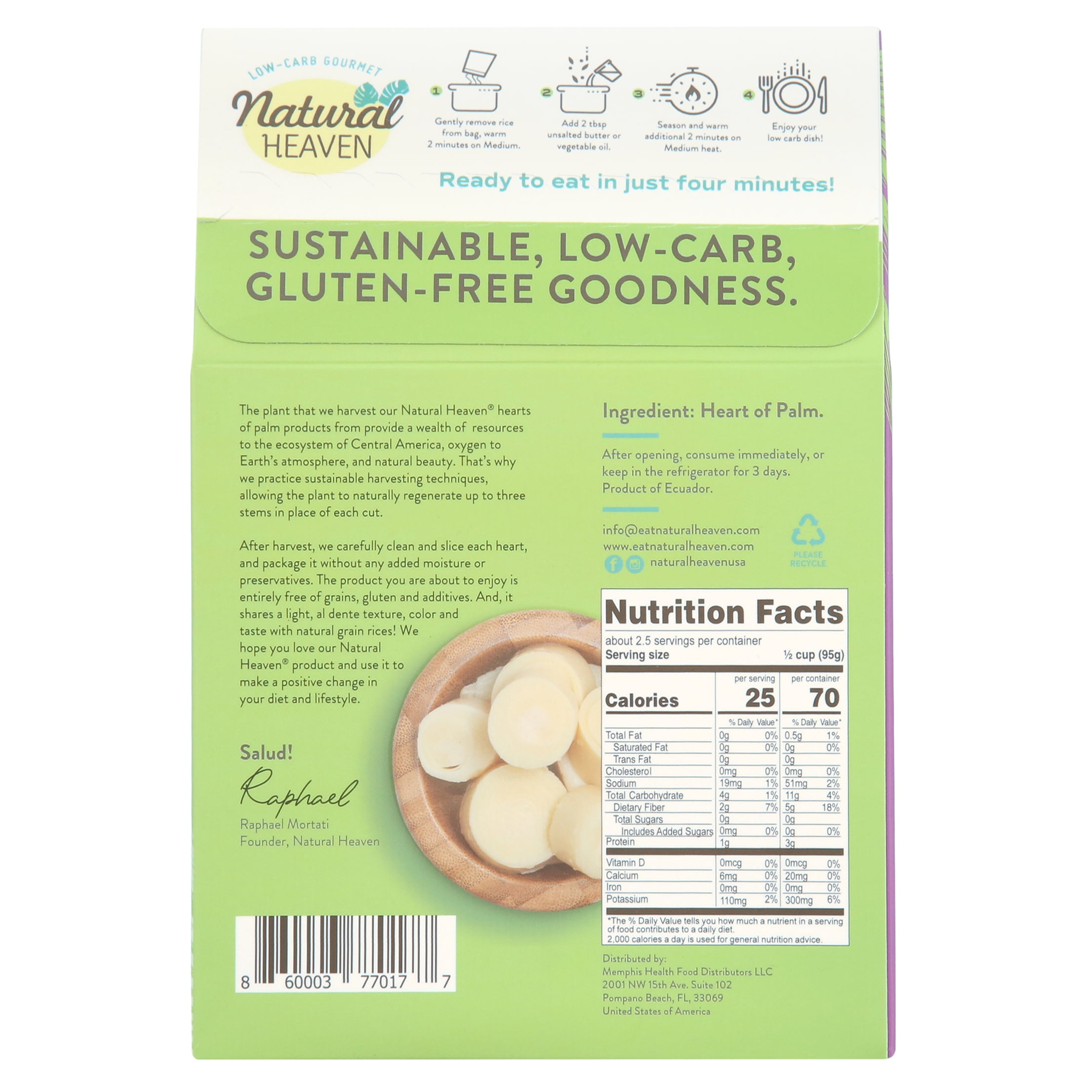 Natural Heaven Brown Rice, Hearts of Palm, 6-Pack – Naturally Rich in Potassium, Low-Calorie Veggie Rice, Keto & Gluten-Free Food, Vegan, 9 Oz Ea
