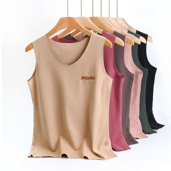 Bovxnpu Tank Tops Sleeveless T Shirts Undershirt V-neck Velour Base Layer Tank Top Lightweight Summer Tops (Women's or Women's Plus)