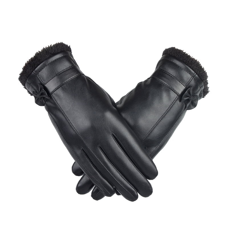 Chockeie Womens Winter Leather Gloves With Touch Screen Texting Finger Wool Lined Outdoor Windproof Warm Suede Fashion Dress Gloves