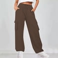 thumbnail image 2 of Lenpel Women's Cargo Sweatpants Fall Winter Wide Leg High Waisted Athletic Joggers with Pockets Workout Lounge Pants, 2 of 6