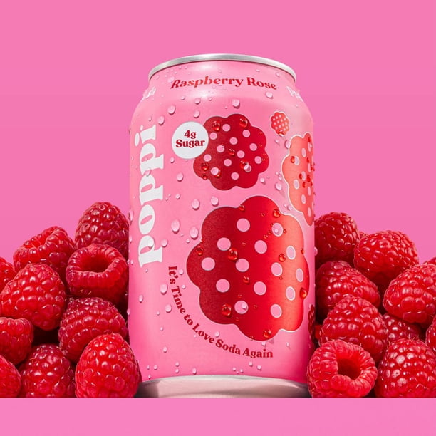 2X - Poppi Raspberry Rose Prebiotic Soda - 12 fl oz Can - Walmart