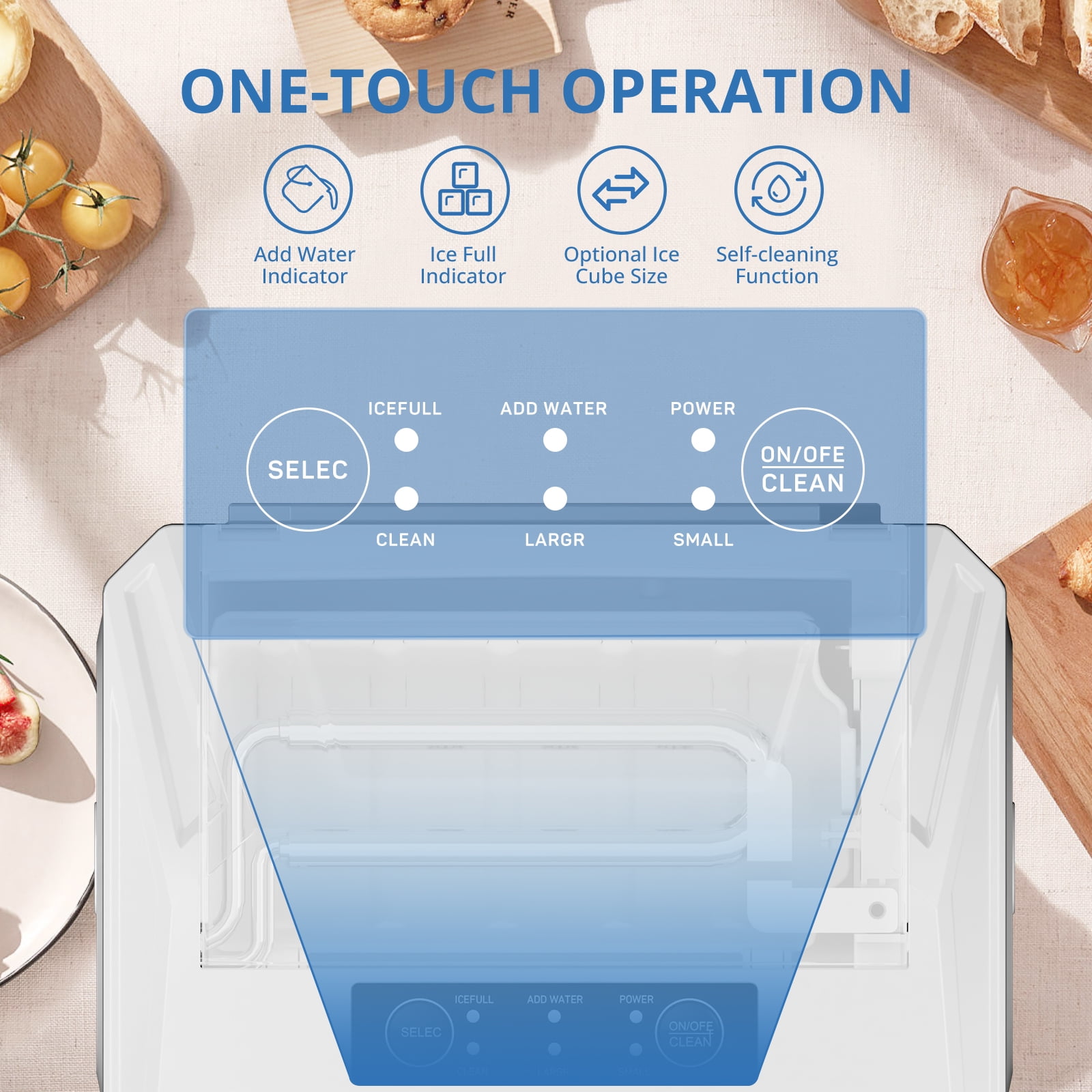 Atilioo Countertop Ice Maker, 26Lbs/24H, 9 Ice in 6 Mins, Portable Ice Machine with Self-Cleaning, Saving Energy, for Home/Party/Camping/RV, White