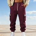 thumbnail image 2 of LMOIPLI Men's Fleece Sweatpants Casual Loose Fit Cargo Pants Elastic Waist Lounge Pants Tapered Joggers with Pockets Wine XL, 2 of 9