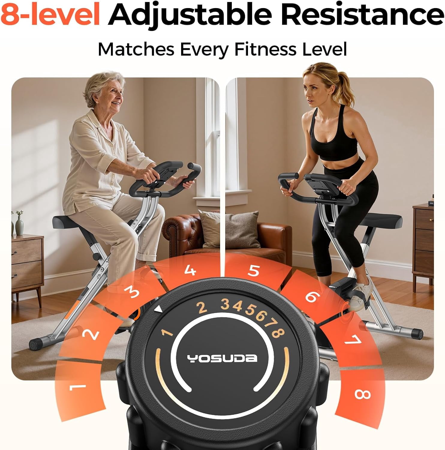 YOSUDA Folding Exercise Bike, Indoor Home Stationary Bike Workout 350LB Capacity