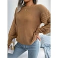 thumbnail image 6 of Women'S Winter Pullover Sweater Casual Long Sleeve Crewneck Loose Chunky Knit Jumper Tops Blouse Khaki S, 6 of 9
