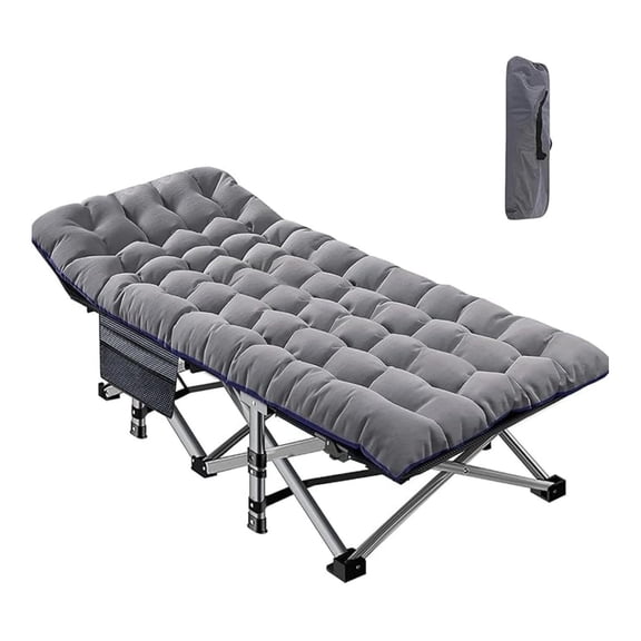 Foldable Camping Cots for Adults, Double Layer 1200D 500lb Loading Cot for Sleeping, Heavy Duty Guest Bed with Mattress Carrying Bag (1, Plus Size- Grey)