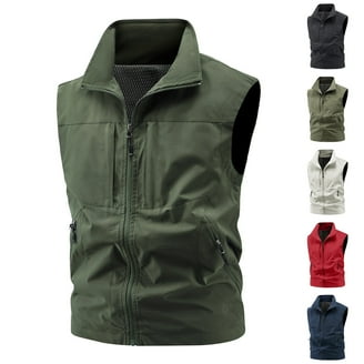 JNGSA Men's Lightweight Multi-Pocket Vest, Outdoor Cargo Jacket
