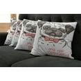 thumbnail image 2 of Ambesonne Pug Throw Pillow Cover 4 Pack, Portrait of a Dog Cartoon, 24", Black Red, 2 of 6