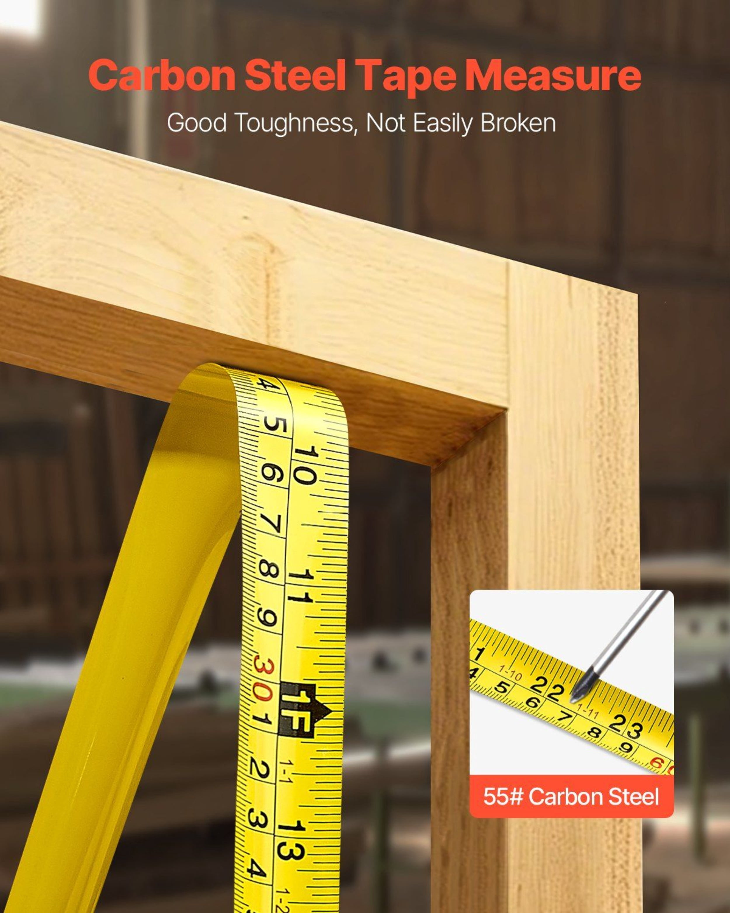 Yellow 2-piece Long Tape Measure, Extendable, with Dual Scales for Both Imperial and Metric Feet/meters, ABS Casing, Suitable for Home Use and Designers.