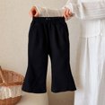 thumbnail image 3 of Spazoro Girls Flare Sweatpants, Solid Color Casual Side Pockets Elastic Waist Loose Fit Fashion Trousers Black Size 3 T, 3 of 8