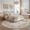 thumbnail image 4 of UERMEI 8'x8' Round Washable Area Rugs for Living Room, Vintage Floral Boho Printed Carpet, Non Slip Indoor Large Rugs for Bedroom Home Decor Carpets, Beige Brown, 4 of 7