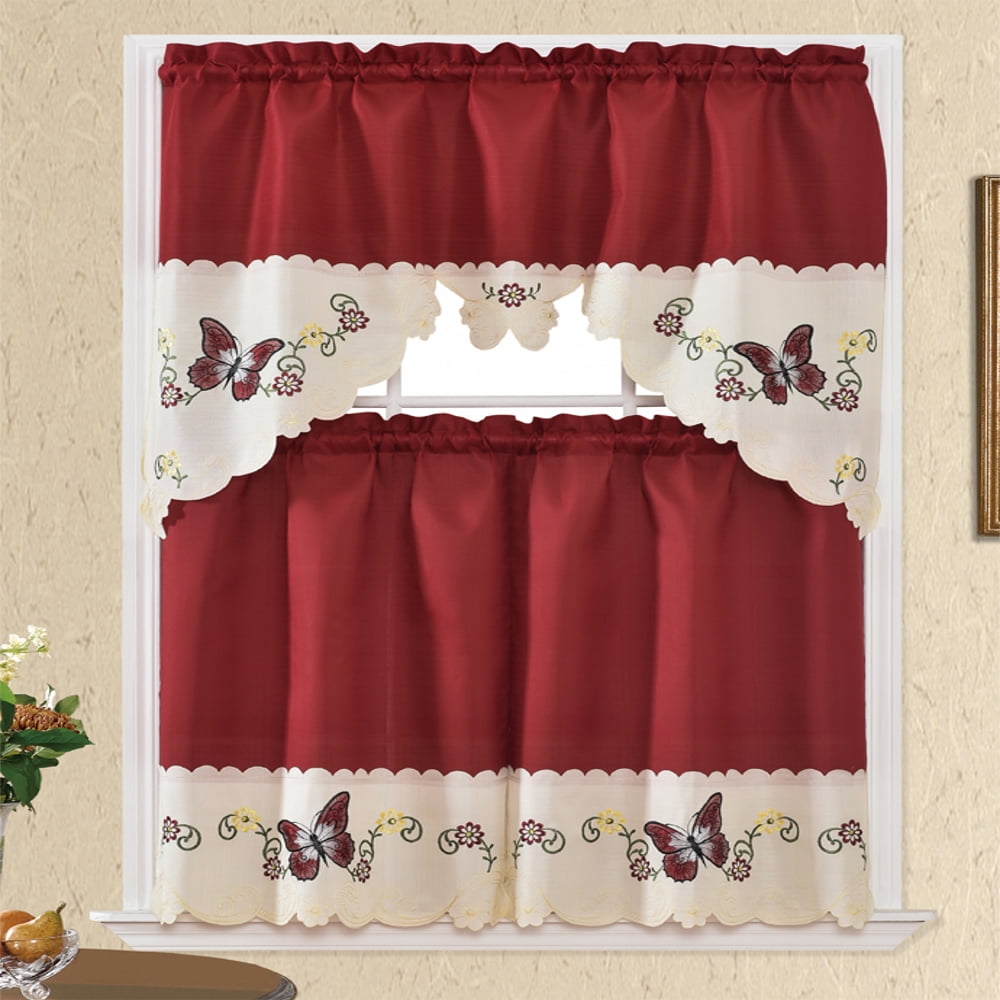 Blair Kitchen Curtain (Red/Gold) - Walmart.com