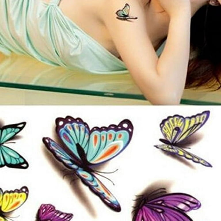 HSMQHJWE Tattoo compatible with Machine Kit Ink Star Butterfly Temporary  Tattoo 3D Stickers Tattoo Butterflies And Flowers Temporary Tattoos  Stickers Colorful Body Tattoo Tray Cover 