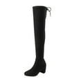 thumbnail image 2 of Willtoo Women's Thigh High Boots Over The Knee Long Suede Chunky Heel Boots for Dresses Black, 2 of 5
