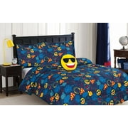 Cool Guy Emoji 3-Piece Comforter Set with Decorative Pillow