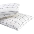 thumbnail image 3 of Pack of 2 Pillow Cases, 100% Washed Cotton Pillowcases, White with Black Grid Geometric Pattern (Standard Size, 20x26 Inches), 3 of 6