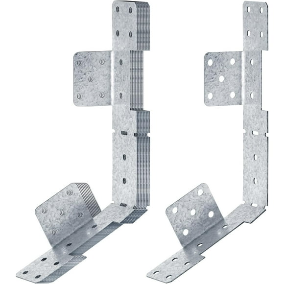 Qucyy 8 PCS Adjustable Stair-Stringer Connector, Tie Straps Bracket Galvanized Steel Deck Stair Stringer Connector(18 Gauge) Silver