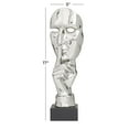 thumbnail image 4 of 5" x 17" Silver Porcelain Ceramic Quiet Gesture Mask Sculpture, by DecMode, 4 of 9