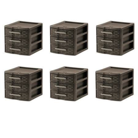Sterilite Small Weave 3 Drawer Unit Espresso Case Of 6 Walmart Com