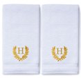 thumbnail image 2 of Monogrammed Hand Towels for Bathroom Kitchen Makeup | Personalized Gift for Wedding-Bridal | Roman Font Custom Luxury Turkish Towel | Spa Collection, Oversized, 16 X 30 Inch, Set of 2, 2 of 3