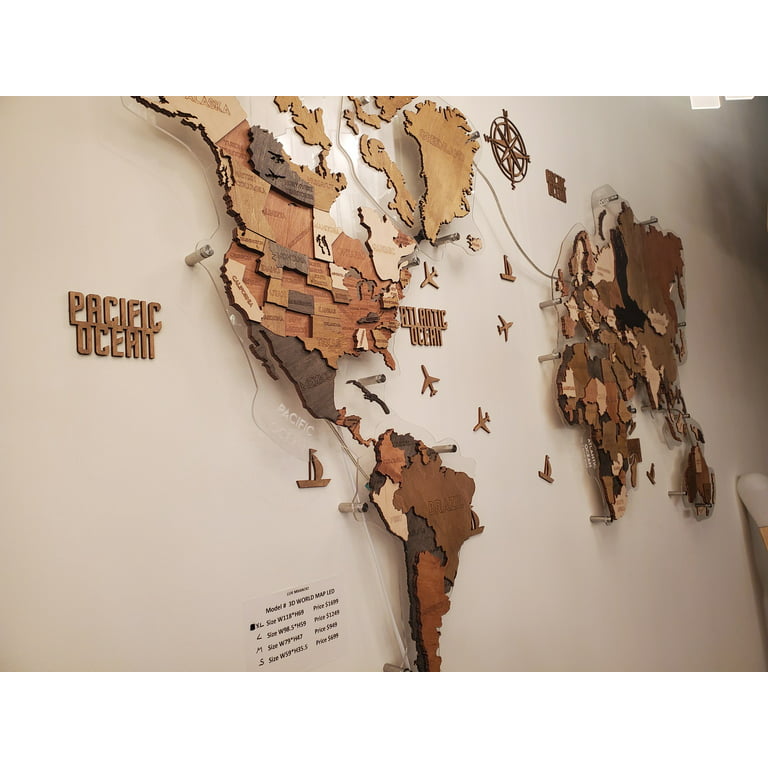  WOODEN.CITY Wooden World Map Wall Decor M - Wooden Map of The  World for Wall - Places I've Been Map of the World Wall Art - Wood World  Map Wall