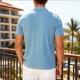 thumbnail image 4 of Men's Polo Shirts Short Sleeve V Neck Tee Shirt Basic Blue Men's Tops, 4 of 4