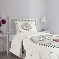thumbnail image 3 of Ambesonne Hedgehog Quilted Bedspread Set 2 Pcs, Happy Mammal Apples, Twin Size, Grey Pink Green, 3 of 5