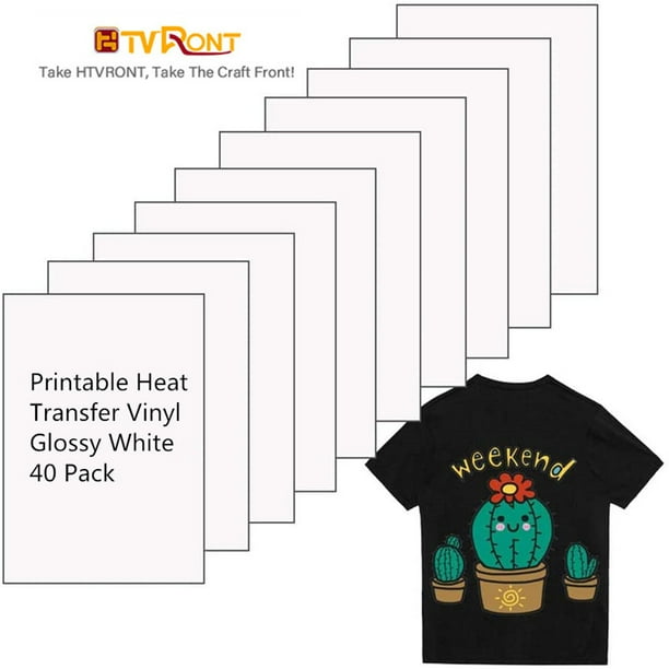 Printable Vinyl for Inkjet Printer & Laser Printer - 40 Pcs Glossy White Inkjet Printable Vinyl