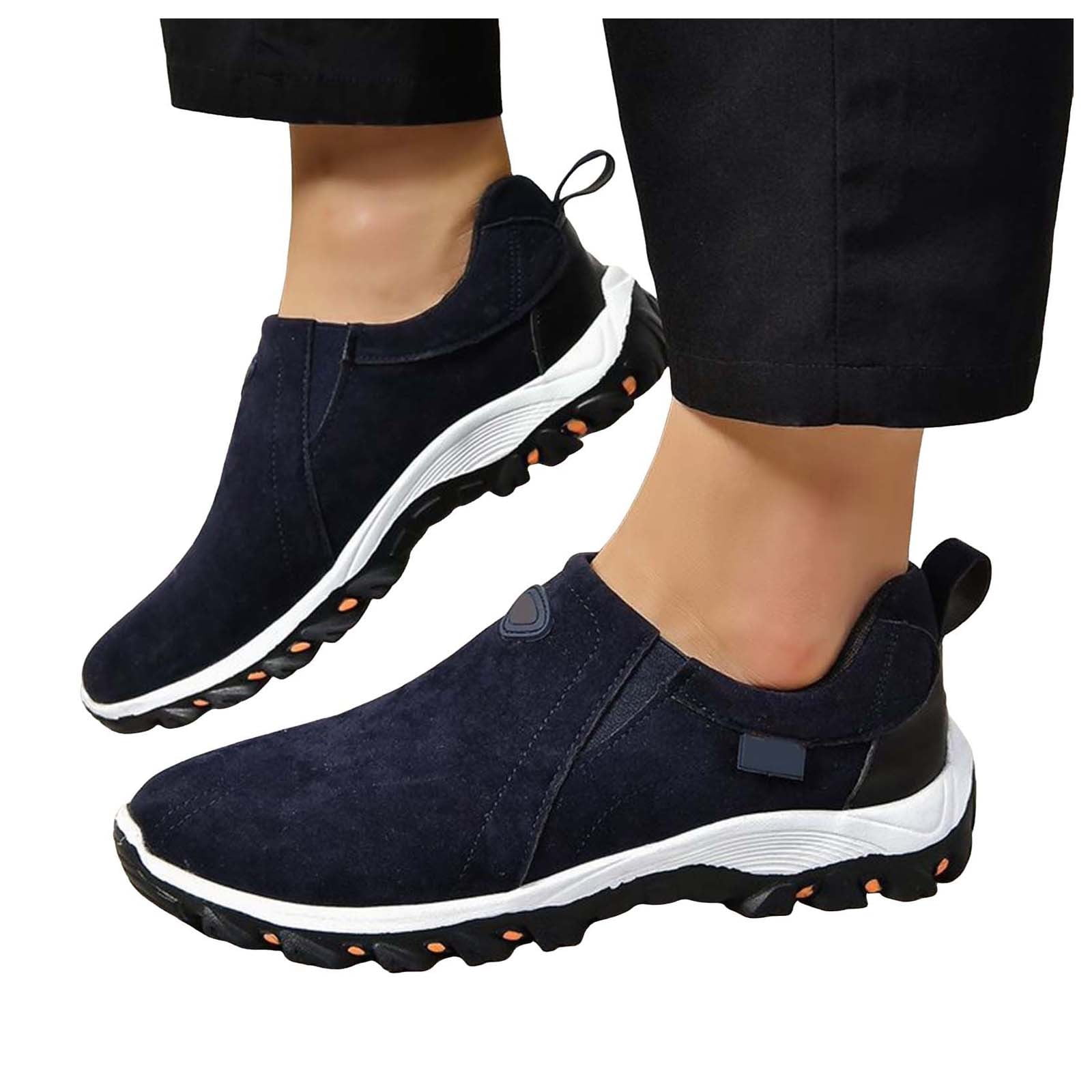 YLYL Men's Suede Sneakers Arch Support Waterproof Non Slip Comfortable Casual Slip on Hiking Shoes